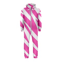 White Pink Stripes, Pattern Hooded Jumpsuit (kids)