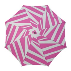 White Pink Stripes, Pattern Golf Umbrellas by kyorashop23