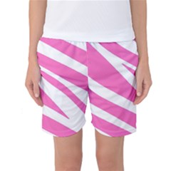 White Pink Stripes, Pattern Women s Basketball Shorts