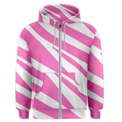 White Pink Stripes, Pattern Men s Zipper Hoodie