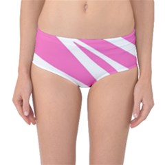 White Pink Stripes, Pattern Mid-waist Bikini Bottoms