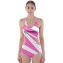 White Pink Stripes, Pattern Cut-Out One Piece Swimsuit View1