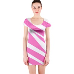 White Pink Stripes, Pattern Short Sleeve Bodycon Dress by kyorashop23