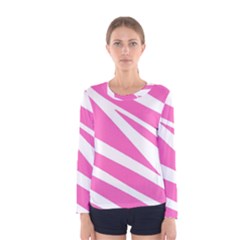 White Pink Stripes, Pattern Women s Long Sleeve T-shirt