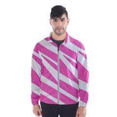 White Pink Stripes, Pattern Men s Windbreaker