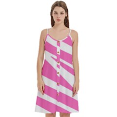 White Pink Stripes, Pattern Women s Spaghetti Strap Pullover Cami Dress