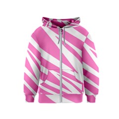 White Pink Stripes, Pattern Kids  Zipper Hoodie