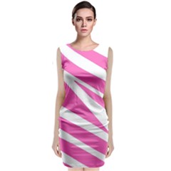 White Pink Stripes, Pattern Classic Sleeveless Midi Dress