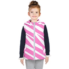 White Pink Stripes, Pattern Kids  Hooded Puffer Vest