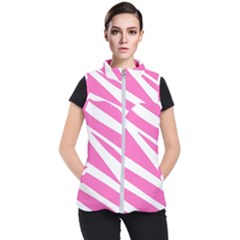 White Pink Stripes, Pattern Women s Puffer Vest