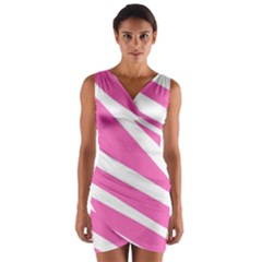 White Pink Stripes, Pattern Wrap Front Bodycon Dress by kyorashop23