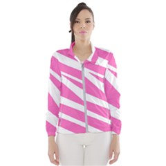 White Pink Stripes, Pattern Women s Windbreaker