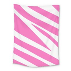 White Pink Stripes, Pattern Medium Tapestry