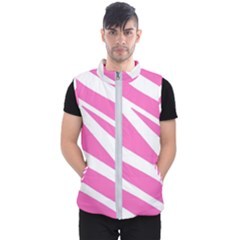 White Pink Stripes, Pattern Men s Puffer Vest