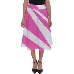 White Pink Stripes, Pattern Perfect Length Midi Skirt by kyorashop23