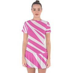 White Pink Stripes, Pattern Drop Hem Mini Chiffon Dress by kyorashop23