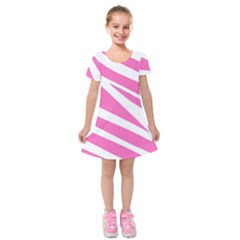 White Pink Stripes, Pattern Kids  Short Sleeve Velvet Dress