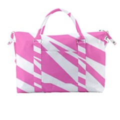 White Pink Stripes, Pattern Carry-on Travel Shoulder Bag by kyorashop23