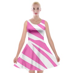 White Pink Stripes, Pattern Velvet Skater Dress