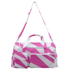 White Pink Stripes, Pattern Sports Gym Duffle Bag With Shoe Compartment by kyorashop23