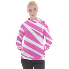 White Pink Stripes, Pattern Women s Hooded Pullover