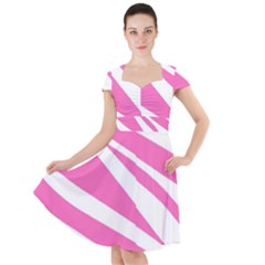 White Pink Stripes, Pattern Cap Sleeve Midi Dress