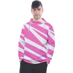 White Pink Stripes, Pattern Men s Pullover Hoodie