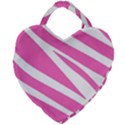 White Pink Stripes, Pattern Giant Heart Shaped Tote View1