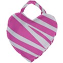 White Pink Stripes, Pattern Giant Heart Shaped Tote View2