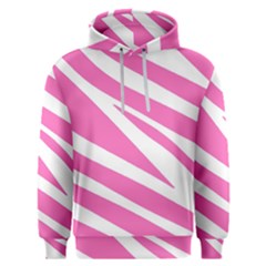 White Pink Stripes, Pattern Men s Overhead Hoodie