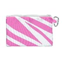 White Pink Stripes, Pattern Canvas Cosmetic Bag (Large) View2