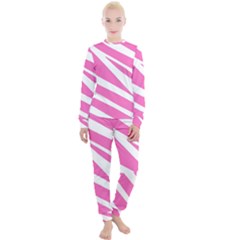 White Pink Stripes, Pattern Women s Lounge Set by kyorashop23