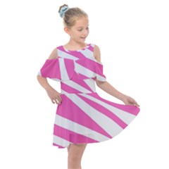 White Pink Stripes, Pattern Kids  Shoulder Cutout Chiffon Dress by kyorashop23