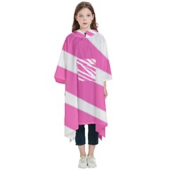 White Pink Stripes, Pattern Kids  Hooded Rain Ponchos by kyorashop23