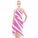 White Pink Stripes, Pattern High-Low Halter Chiffon Dress  View1