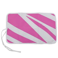 White Pink Stripes, Pattern Pen Storage Case (m) by kyorashop23