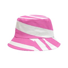 White Pink Stripes, Pattern Inside Out Bucket Hat by kyorashop23