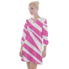 White Pink Stripes, Pattern Open Neck Shift Dress by kyorashop23