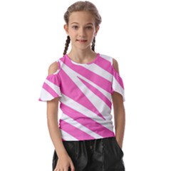 White Pink Stripes, Pattern Kids  Butterfly Cutout T-shirt by kyorashop23