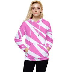 White Pink Stripes, Pattern Women s Lightweight Drawstring Hoodie