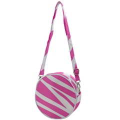 White Pink Stripes, Pattern Crossbody Circle Bag by kyorashop23