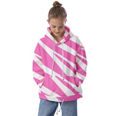 White Pink Stripes, Pattern Kids  Oversized Hoodie