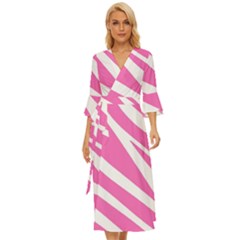 White Pink Stripes, Pattern Midsummer Wrap Dress by kyorashop23