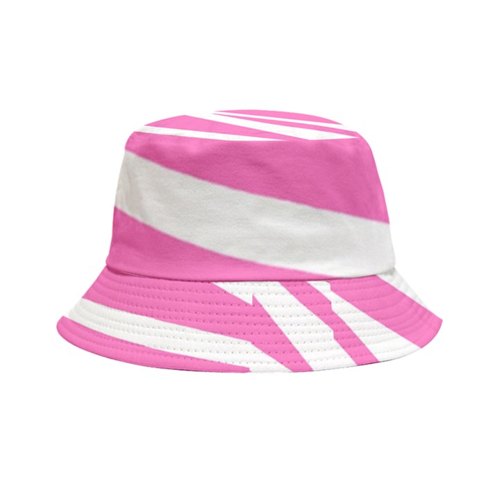 White Pink Stripes, Pattern Inside Out Bucket Hat