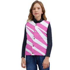 White Pink Stripes, Pattern Kid s Button Up Puffer Vest	