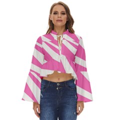 White Pink Stripes, Pattern Boho Long Bell Sleeve Top