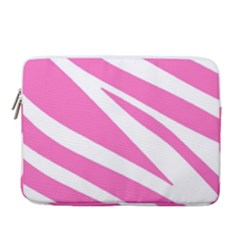 White Pink Stripes, Pattern 14  Vertical Laptop Sleeve Case With Pocket by kyorashop23