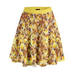 Whimsy Chickens Pattern (ai) High Waist Skirt