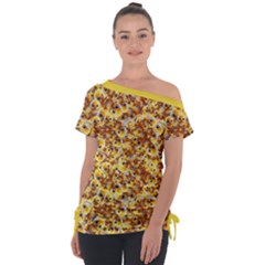 Whimsy Chickens Pattern (ai) Off Shoulder Tie-up T-shirt