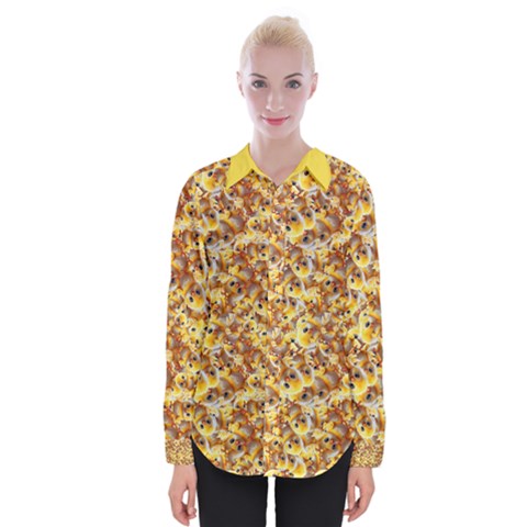 Whimsy Chickens Pattern (ai) Womens Long Sleeve Shirt by dflcprintsclothing